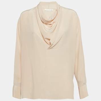 Pre Owned See by Chloe Blush Pink Silk Cowl Neck Blouse S 