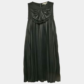 Pre Owned See by Chloe Black Pleated A-Line Sleeveless Mini Dress XL