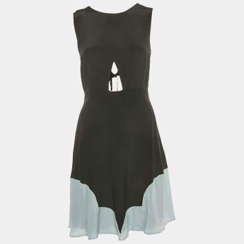 Pre Owned See by Chloe Black Silk Tie-Up Detail Cut-Out Mini Dress S