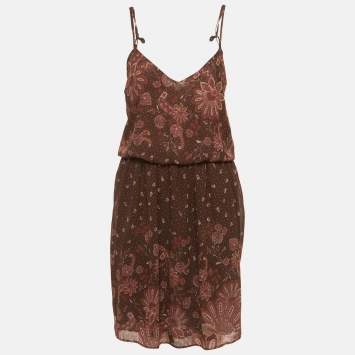 مملوكة مسبقًا See by Chloe  Brown Paisley Print Chiffon Short Dress L