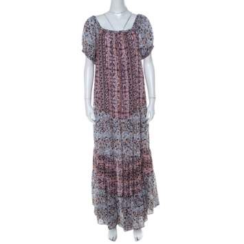 Pre Owned See by Chloe Multicolor Floral Printed Cotton Off Shoulder Maxi Dress M 