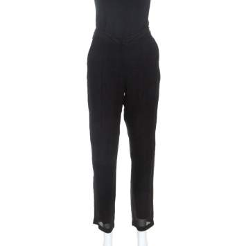 Pre Owned See by Chloe Black Chiffon Lined Tapered Pants S