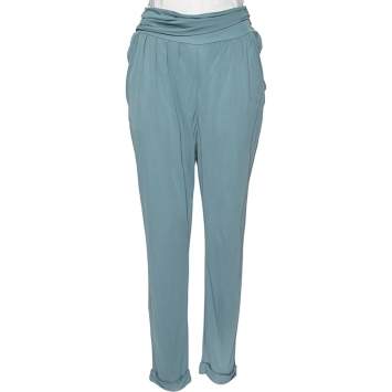 Pre Owned See by Chloe Blue Crepe Pleated Detailed Trousers M