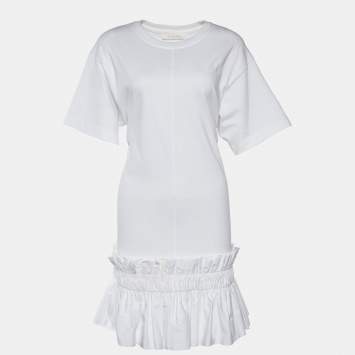 Pre Owned See by Chloe White Cotton Ruffled Dress XL