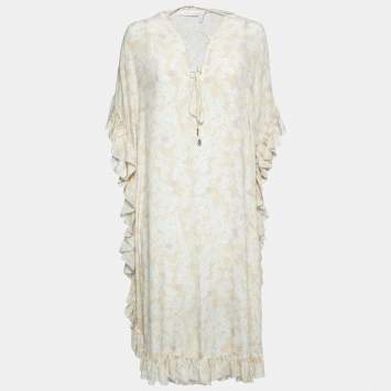Pre Owned See by Chloe Light Yellow Floral Printed Crepe Tunic Dress S
