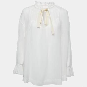Pre Owned See by Chloe Snow White Cotton & Silk Flared Blouse S