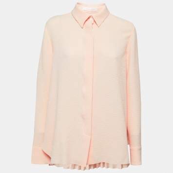 Pre Owned See by Chloe Salmon Pink Textured Crepe Button Front Shirt M