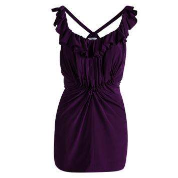 Pre Owned See By Chloe Purple Silk Ruffled Sleeveless Top M