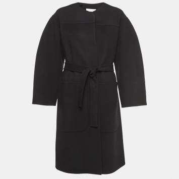 Pre Owned See by Chloe Black Wool Open-Front Belted Coat S