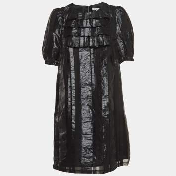 Pre Owned See by Chloe Black Lame Ruffled Mini Dress M