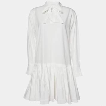 Pre Owned See by Chloe White Cotton Drop Waist Flared Dress S