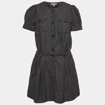 Pre Owned See by Chloe Black Tweed Sheath Mini Dress L