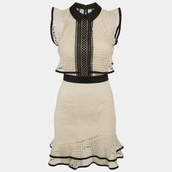 Pre Owned Self-Portrait Off-White Lace Mini Dress S