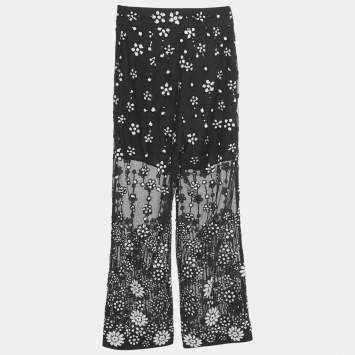 Self-Portrait Black Sequined Deco Trousers S