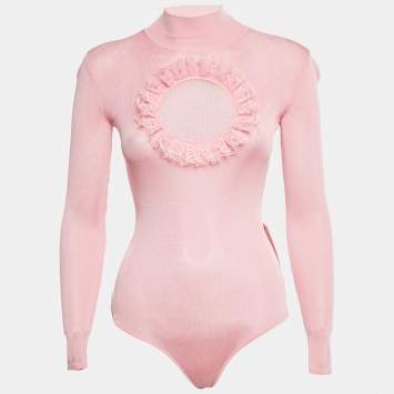 Pre Owned Self-Portrait Residency x Christopher Kane Pink Cut-Out Knit Bodysuit XS