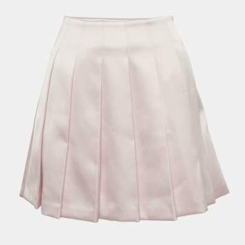 مملوكة مسبقًا Self-Portrait Pink Satin Pleated Mini Skirt S