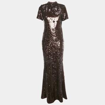 مملوكة مسبقًا Self-Portrait Brown Sequin Maxi Dress M