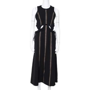 مملوكة مسبقًا Self Portrait Black Cut-Out Midi Dress M