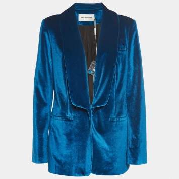 Pre Owned Self Portrait Blue Velvet Blazer L
