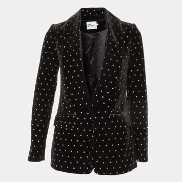 Pre Owned Self-Portrait Black Crystal Embellished Velvet Blazer S