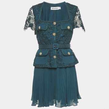 Self Portrait Bicolor Guipure Lace Scallop Hem Detail