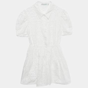 مملوكة مسبقًا Self-Portrait White Broderie Anglaise Cotton Mini Dress M