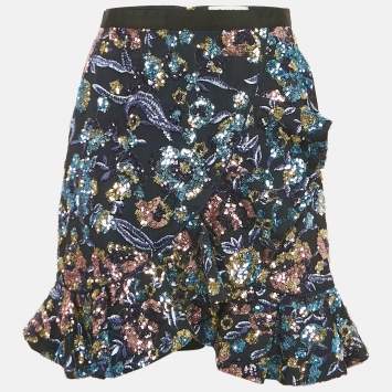 مملوكة مسبقًا تنورة ميني سيلف بورتريه أزرق ترتر و شبكة مقاس متوسط - ميديم