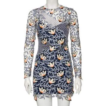 Pre Owned Self-Portrait Floral Guipure Lace Mini Dress S