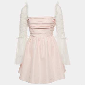 Pre Owned Self-Portrait Light pink Tulle Sleeve Mini Dress S