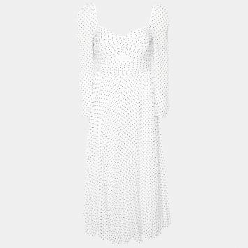 Pre Owned Self-Portrait White Flock Dotted Crinkle Chiffon Midi Dress L
