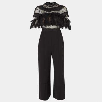 Pre Owned Self-Portrait Lace Ruffles Jumpsuit M