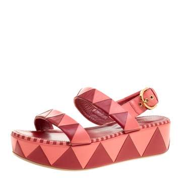 Pre Owned Sergio Rossi Two Tone Leather Strappy Open Toe Platfrom Sandals Size 40.5