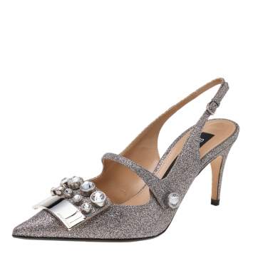 Pre Owned Sergio Rossi Multicolor Glitter Embellished Slingback Sandals Size 38