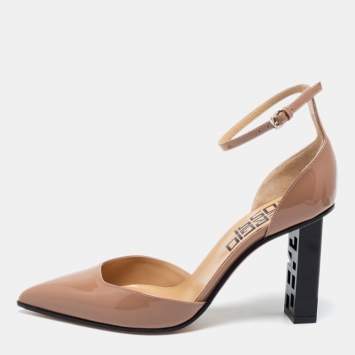 Pre Owned Sergio Rossi Brown Patent Leather Ankle Strap Sandals Size 36.5 
