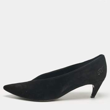 Pre Owned Sergio Rossi Black Suede Pointed Toe Pumps Size 38.5