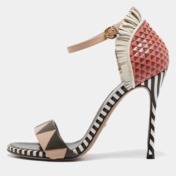 Pre Owned Sergio Rossi Multicolor Leather Ankle Strap Sandals Size 38.5
