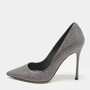 Sergio Rossi Grey Python Leather Pointed Toe Pumps Size 35