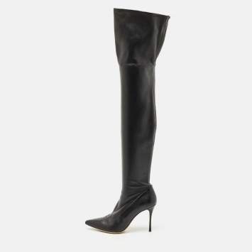 Sergio Rossi Black Leather Knee Length Boots Size 40
