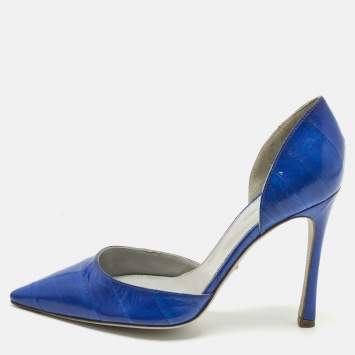 مملوكة مسبقًا Sergio Rossi Blue Eel Leather D'orsay Pumps Size 38