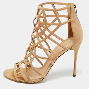 مملوكة مسبقًا حذاء بوت سيلجو روسي سويدي بفتحات بلون بيج طول الكاحل مقاس 41