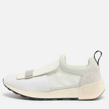 مملوكة مسبقًا Sergio Rossi SR1 Size 37 White Leather, Mesh and Suede Low Top Sneakers