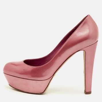Pre Owned Sergio Rossi Size 37 Pink Patent Leather Platform Pumps