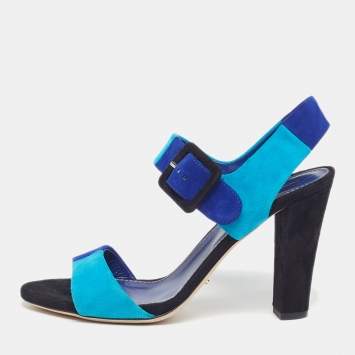 مملوكة مسبقًا Sergio Rossi Size 37 Tricolor Suede Ankle Strap Sandals