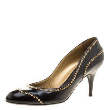 Pre Owned Sergio Rossi Black Leather Pumps Size 40