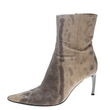 Pre Owned Sergio Rossi Two Tone Karung Pointed Toe Ankle Boots Size 38