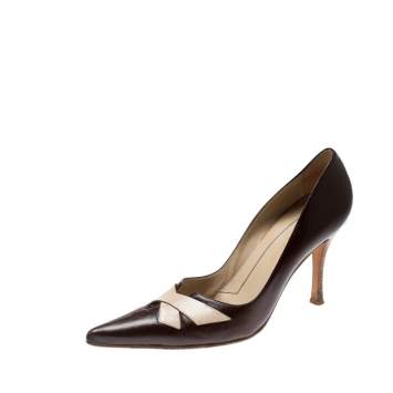 Pre Owned Sergio Rossi Brown Leather Pointed Toe Pumps Size 40
