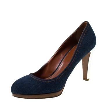 Pre Owned Sergio Rossi Blue Denim Pumps Size 39