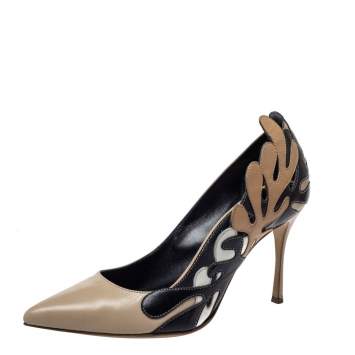 Pre Owned Sergio Rossi Multicolor Leather Cut Out Detail Pointed Toe Pumps Size 38