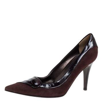 Pre Owned Sergio Rossi Brown Leather And Suede Pointed Toe Pumps Size 39