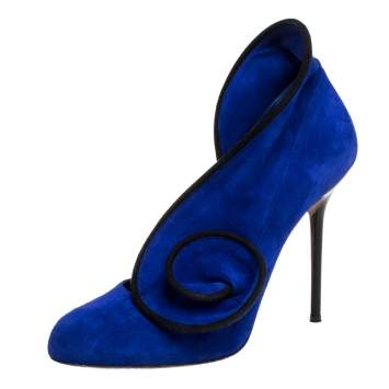 Pre Owned Sergio Rossi Blue Suede Twirl Pumps Size 39